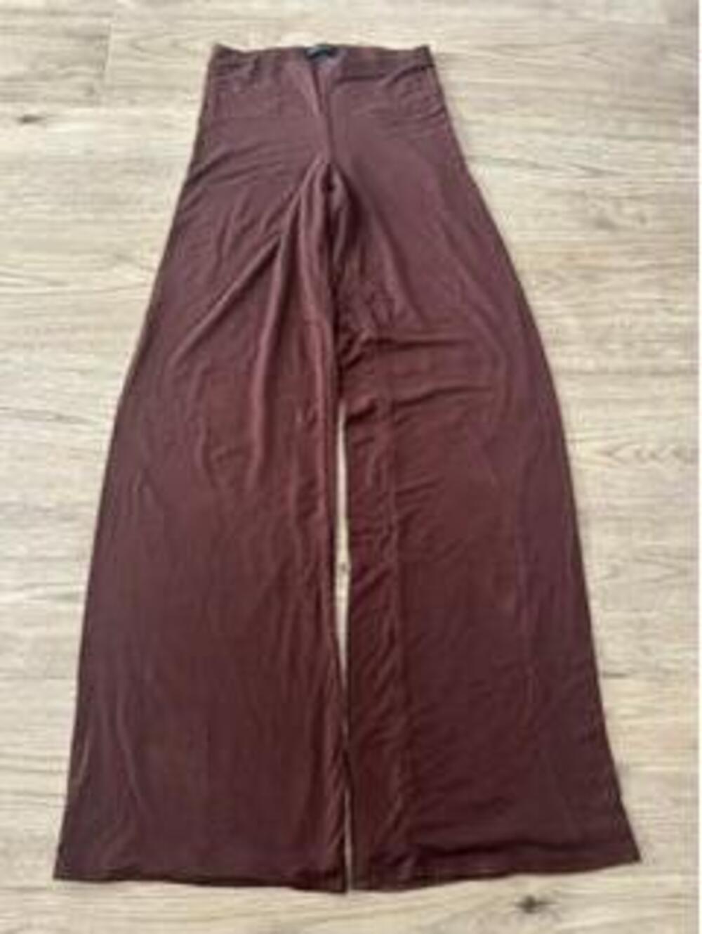 Naked Wardrobe Womens S Brown Wide Leg Lounge Pants High Rise Elastic Waist